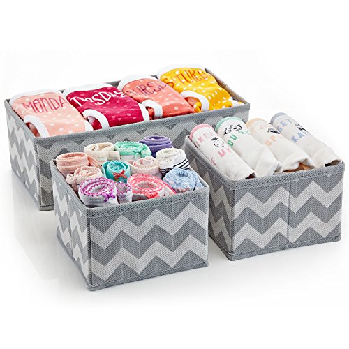 Chevron Fabric Closet Organizer, Set of 3