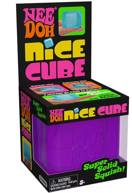 Schylling Nee Doh Nice Cube Squish Toy, ages 3+ (purple), 1ct