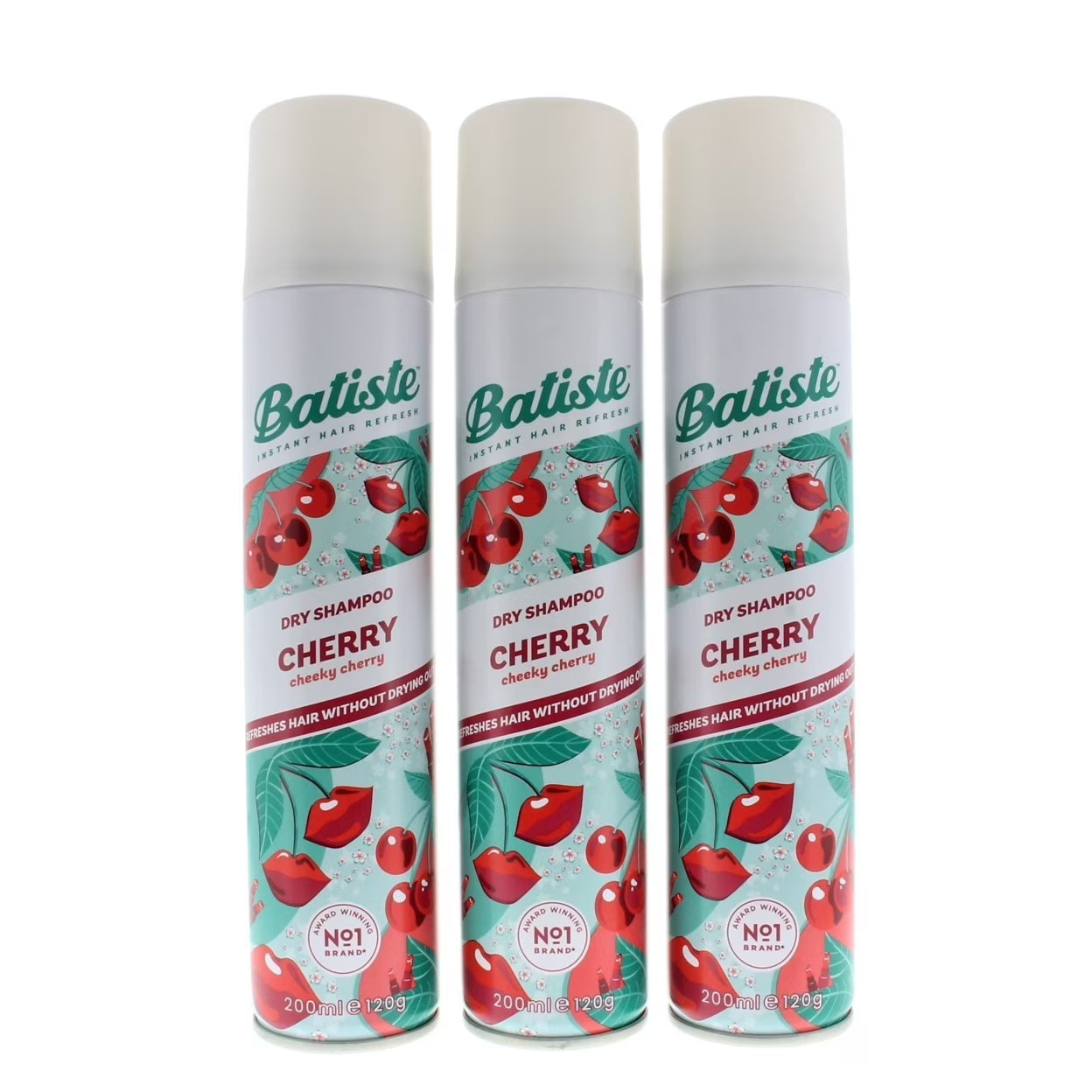 Batiste Cherry Dry Shampoo 200ml 3 Pack Instant Hair Refresh Fruity Scent