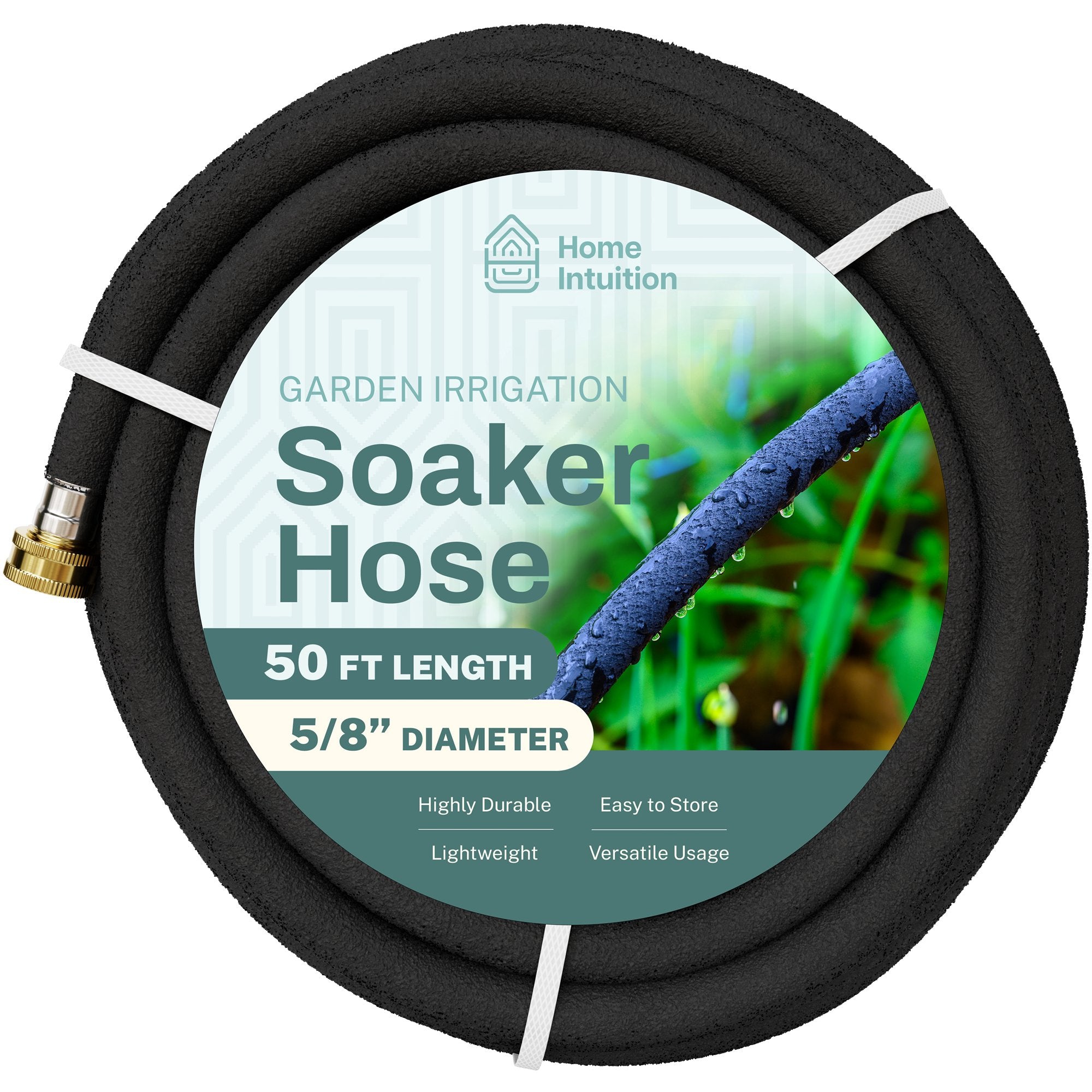 Garden Soaker Hose 50 Ft 5/8" Diameter Tubing Irrigation Soaker Hoses for Garden Beds, Water Drip Hose, Sprinkler System, Tree Soaker Hose Watering Garden Hose Includes Male & Female Coupling 2 Pack