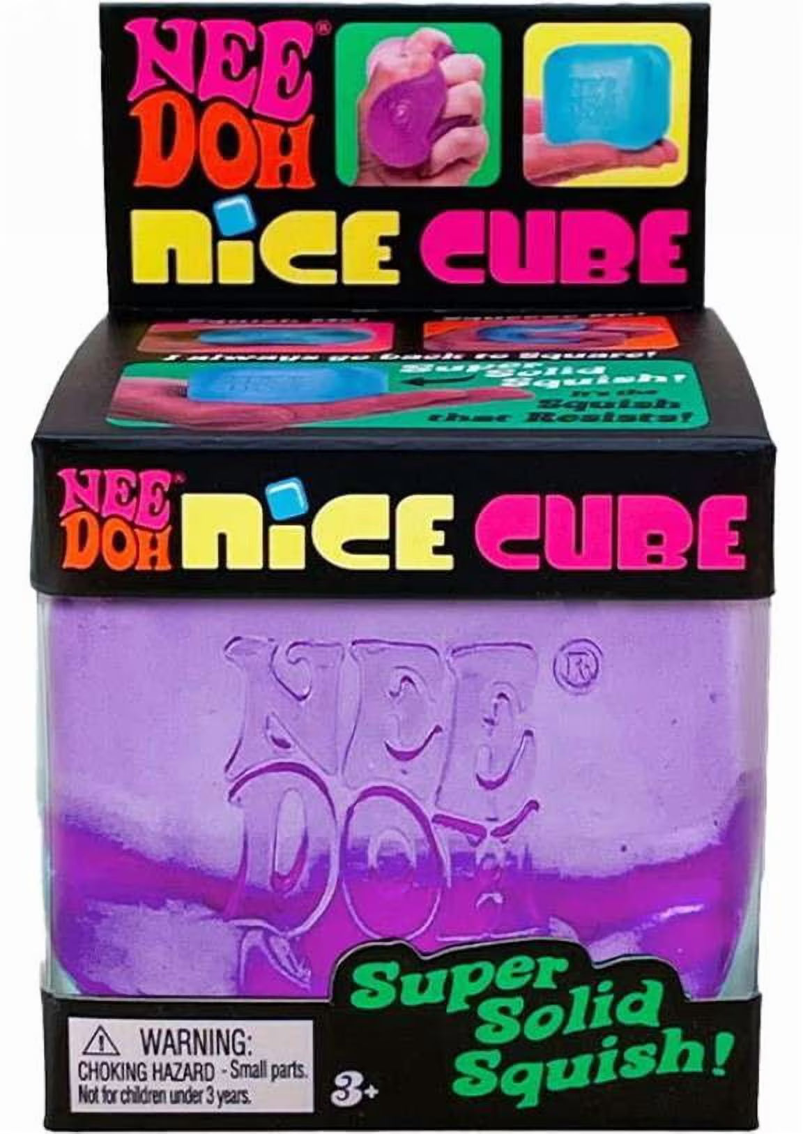 Schylling Nee Doh Nice Cube Squish Toy, ages 3+ (purple), 1ct