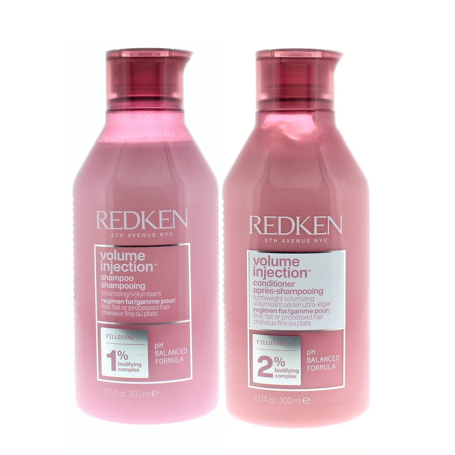 Redken Volume Injection Shampoo 1% and Conditioner 2% Bodifying Complex 300ml/10.1oz Combo