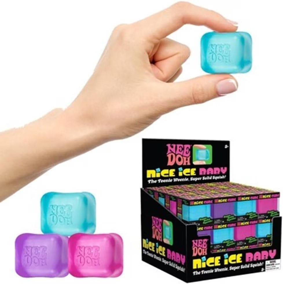 Schylling NeeDoh Nice Ice Baby - Sensory Squeeze Toy - Single Mini Nice Cube in Assorted Colors - Ages 3+ (Pack of 1)