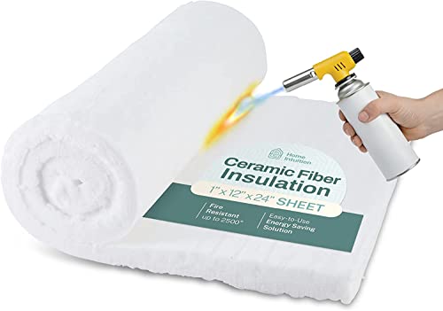 Home Intuition Ceramic Fiber Insulation Blanket Sheet 12"x24", Fire Rated up to 2500F - High Temperature Fireproof for Oven, Fireplace, Furnace, Gas Forge, Boiler, Pipe, & Dishwasher