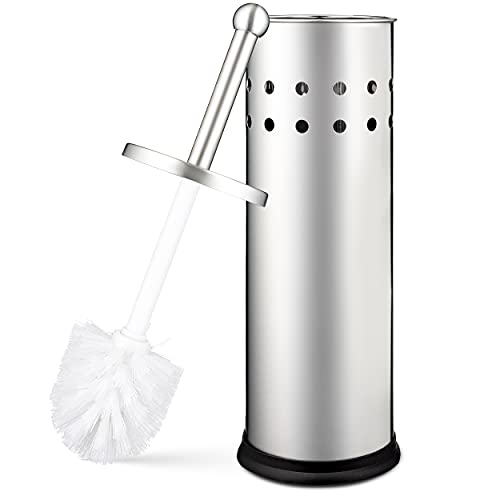 Home Intuition Polished Chrome Stainless Steel Vented Toilet Brush and Holder