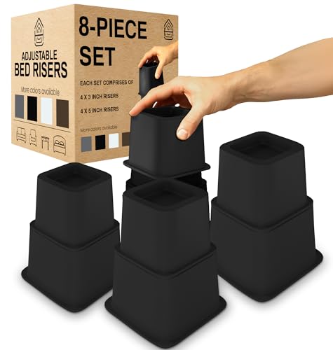 Adjustable Bed Risers Furniture Riser, 4 Pack