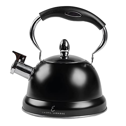 Emeril Lagasse Stainless Steel Whistling Tea Kettle, Fast-Boil, Induction, Cool Grip Handle