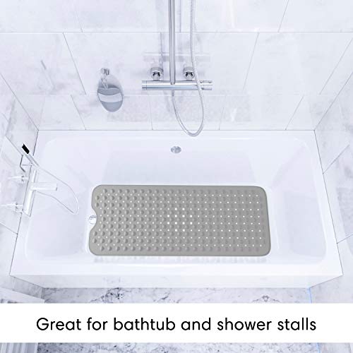 Home Intuition Non Slip Clear Large Bath Mat for Bathtub Grip and Shower Mats 39x16 Machine Washable