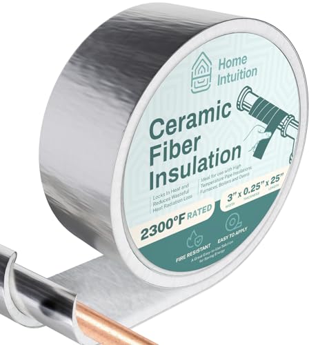 Home Intuition Ceramic Outdoor Water Pipe Insulation Wrap 3"x25' Roll - Pipe Wrap Insulation Tape for Water Pipes - Heated Pipe Wrap Exterior - Ceramic Heat Tape for Water Pipes Fire Rated 2300