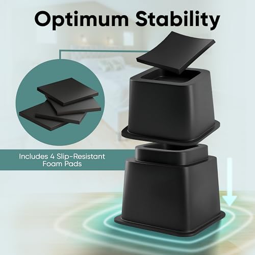 Adjustable Bed Risers Furniture Riser, 4 Pack