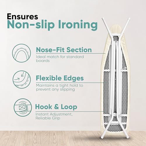 Home Intuition Scorch Resistant Ironing Board Cover Silicone Coated and Padded