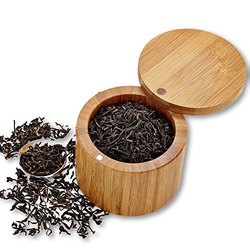 Bamboo Salt and Spice Storage Box, Magnetic Swivel Lid, 2 Pack