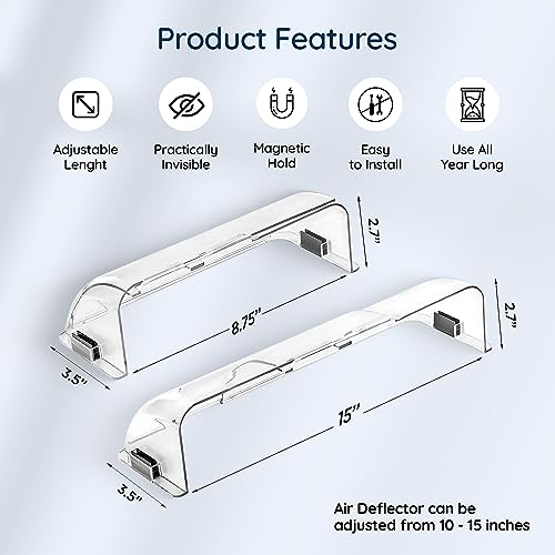 Home Intuition Adjustable Magnetic Air Deflector, 8.5-14 Inch, Furniture, Vents, Registers