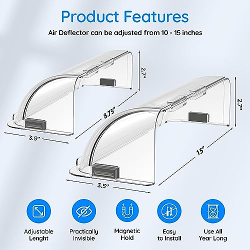 Home Intuition Non-Melting Adjustable Magnetic Air Deflector, 10-14 Inch, AC Circulation