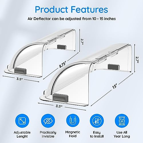 Home Intuition Non Melting Adjustable Magnetic Air AC Deflector for Corner Vents Better Heat AC Circulation Sidewall and Ceiling Registers and Vents 10-14 Inch