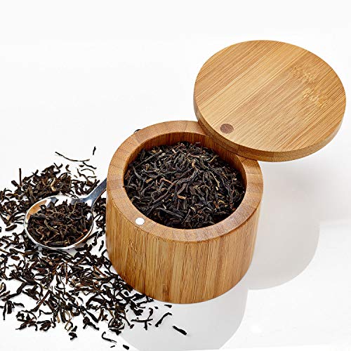 Bamboo Salt and Spice Storage Box With Magnetic Swivel Lid