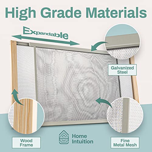 Home Intuition Horizontal Adjustable Window Screen 25-45 inches Wide, 2-Pack