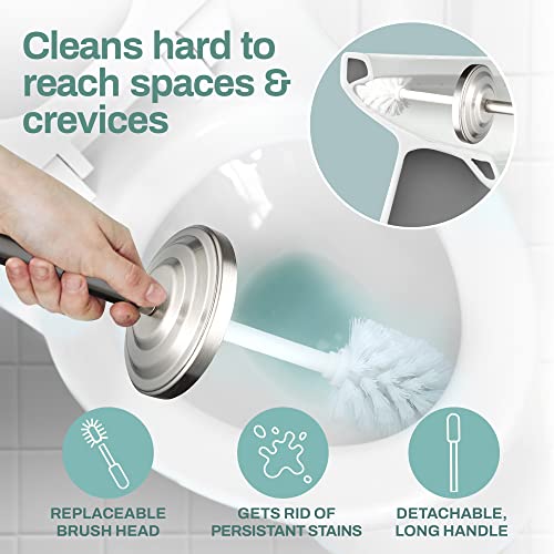 Home Intuition Toilet Brush & Holder Set, Bathroom Bowl Scrubber with Holder