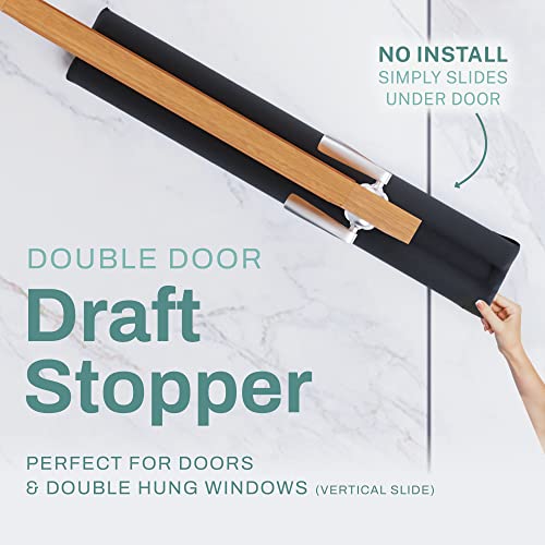 2 Pack Under Door Draft Stopper for Bottom of Doors 24” - 36” Weather Stripping Gap Stoppers Door Draft Guard Seal Sweep Adjustable, Brown