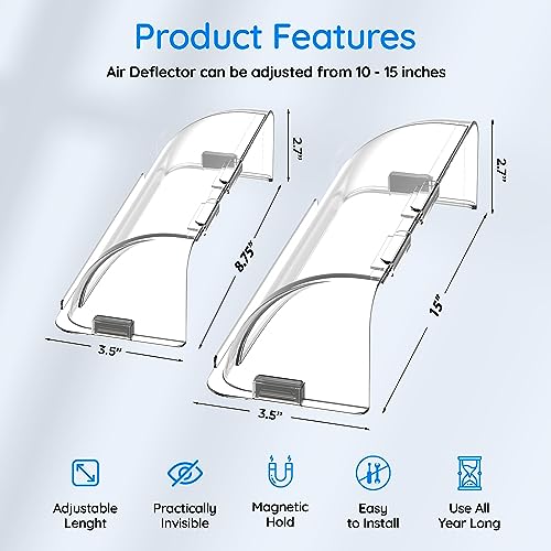 Home Intuition Adjustable Magnetic Air Deflector for Sidewall and Ceiling Registers and Vents 10-14 Inch