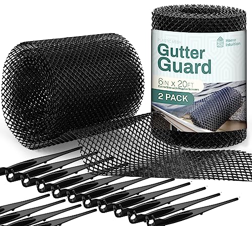Home Intuition Leader and Gutter Guard from Leaves, Twigs, Branches Plastic Mesh Guards Leaf Protector 6" Wide 20' Long