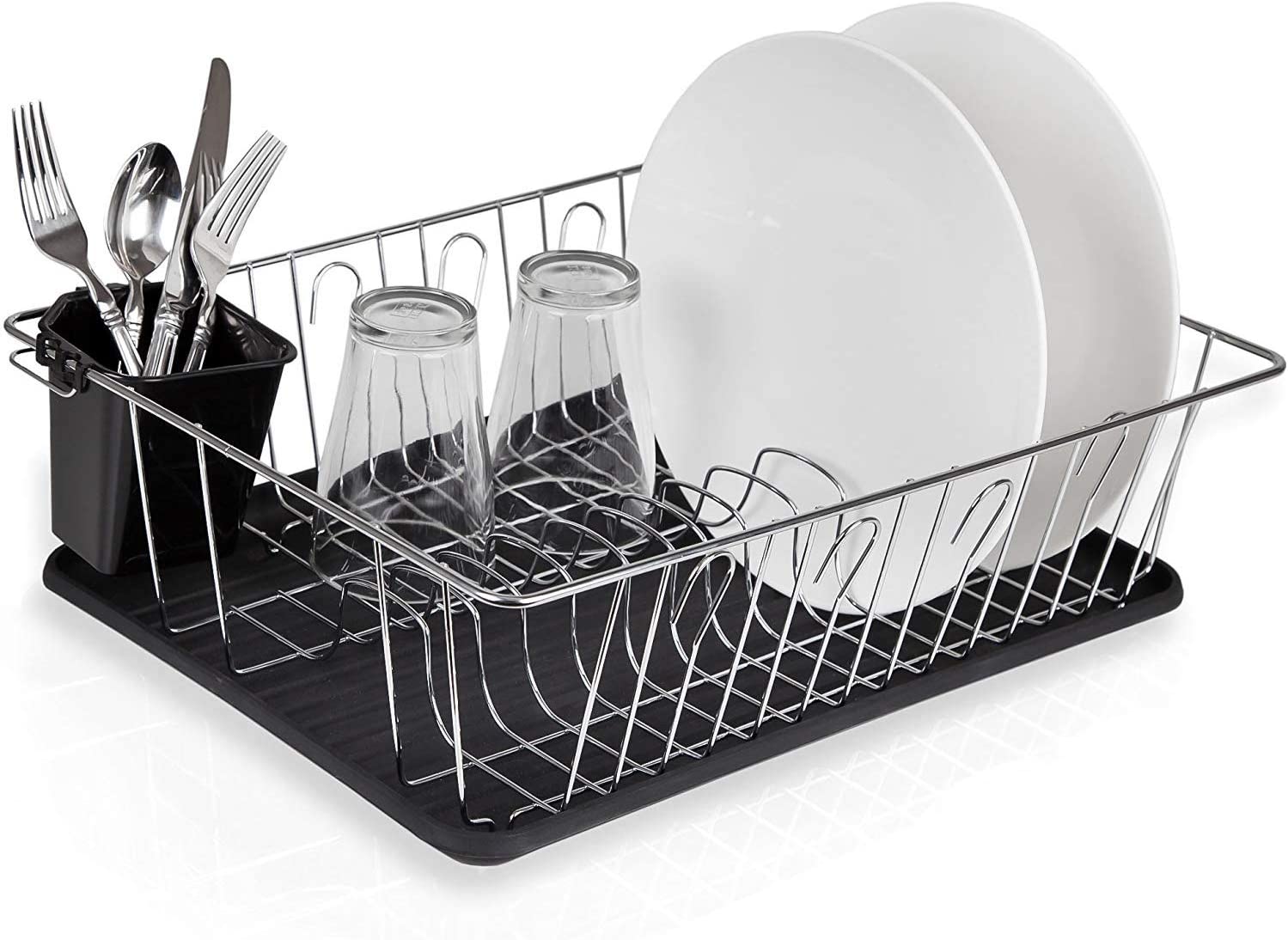 Home Intuition Dish Drainer Rack and Tray Set 17" x 13.75" x 5"