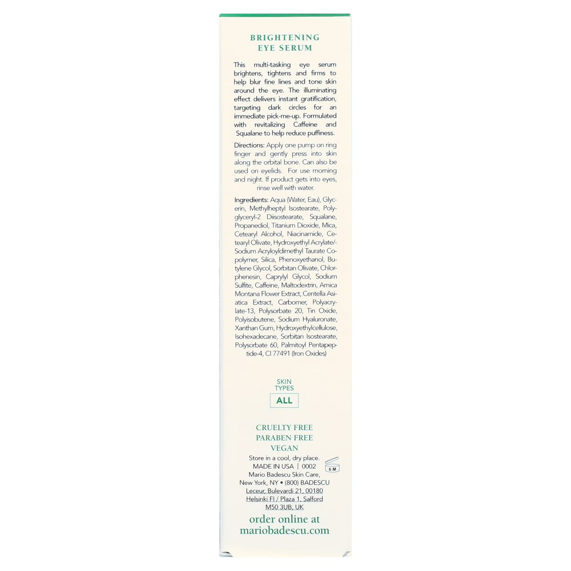 Mario Badescu Brightening Under Eye Facial Serum Skin Care, 14g