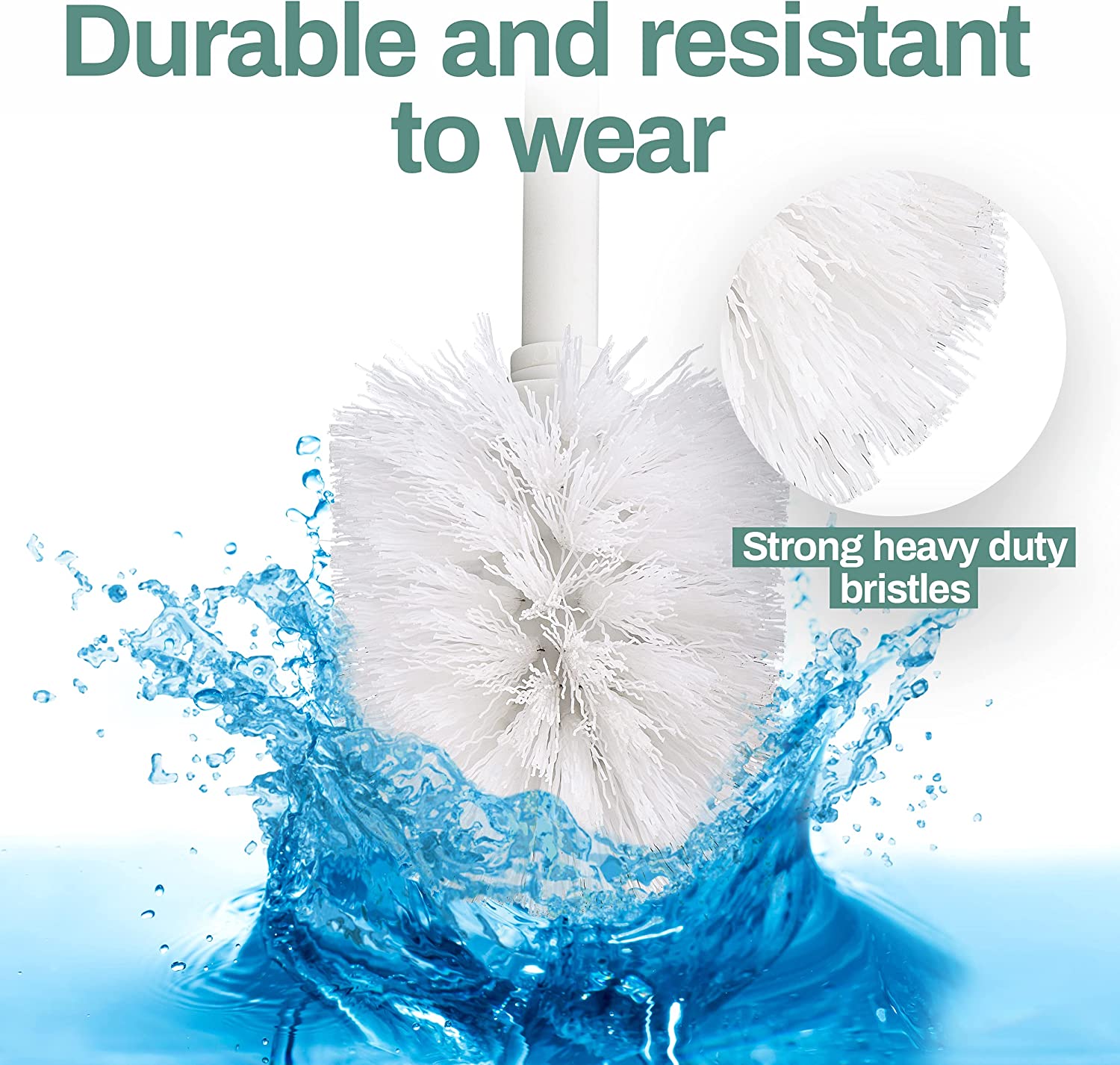 Home Intuition Modern Brushed Stainless Steel Toilet Brush & Holder Set, Bathroom Bowl Scrubber with Holder, 2 Pack