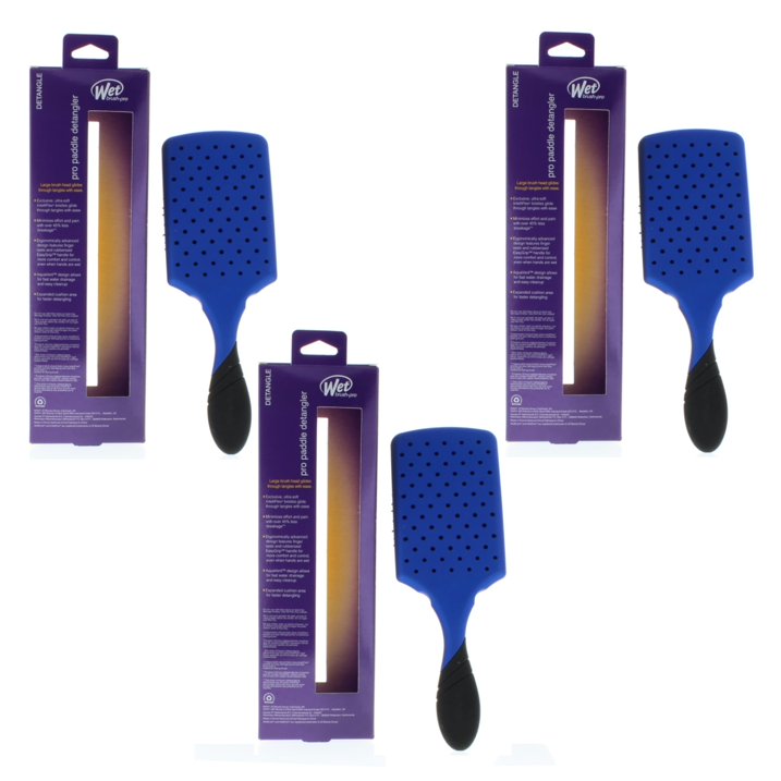 Wet Brush Pro Paddle Detangler Royal Blue Model# BWP831ROYAL (3 Pack)