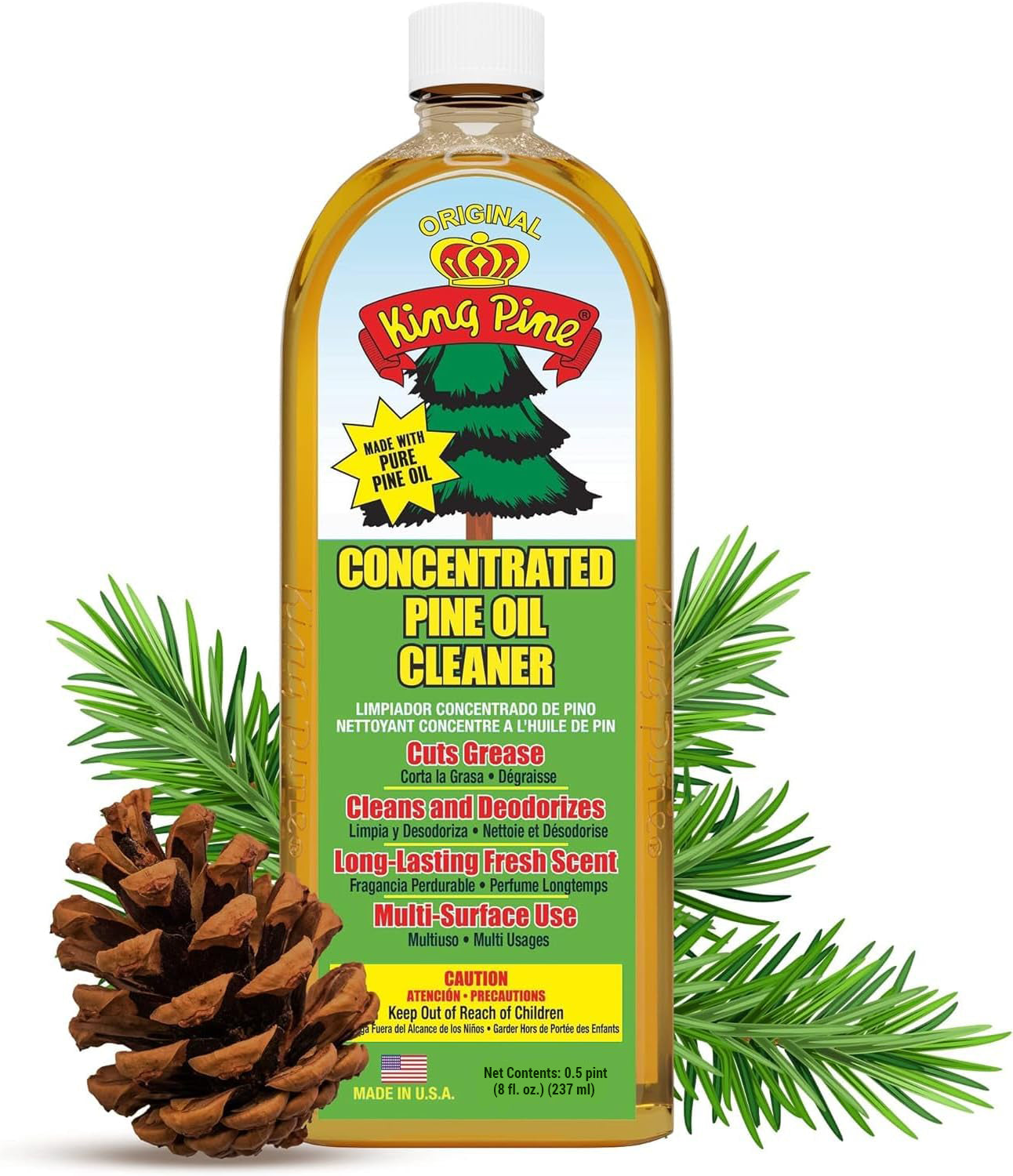 King Pine Concentrated Pine Oil Multi-Surface Cleaner Industrial Strength, Gold