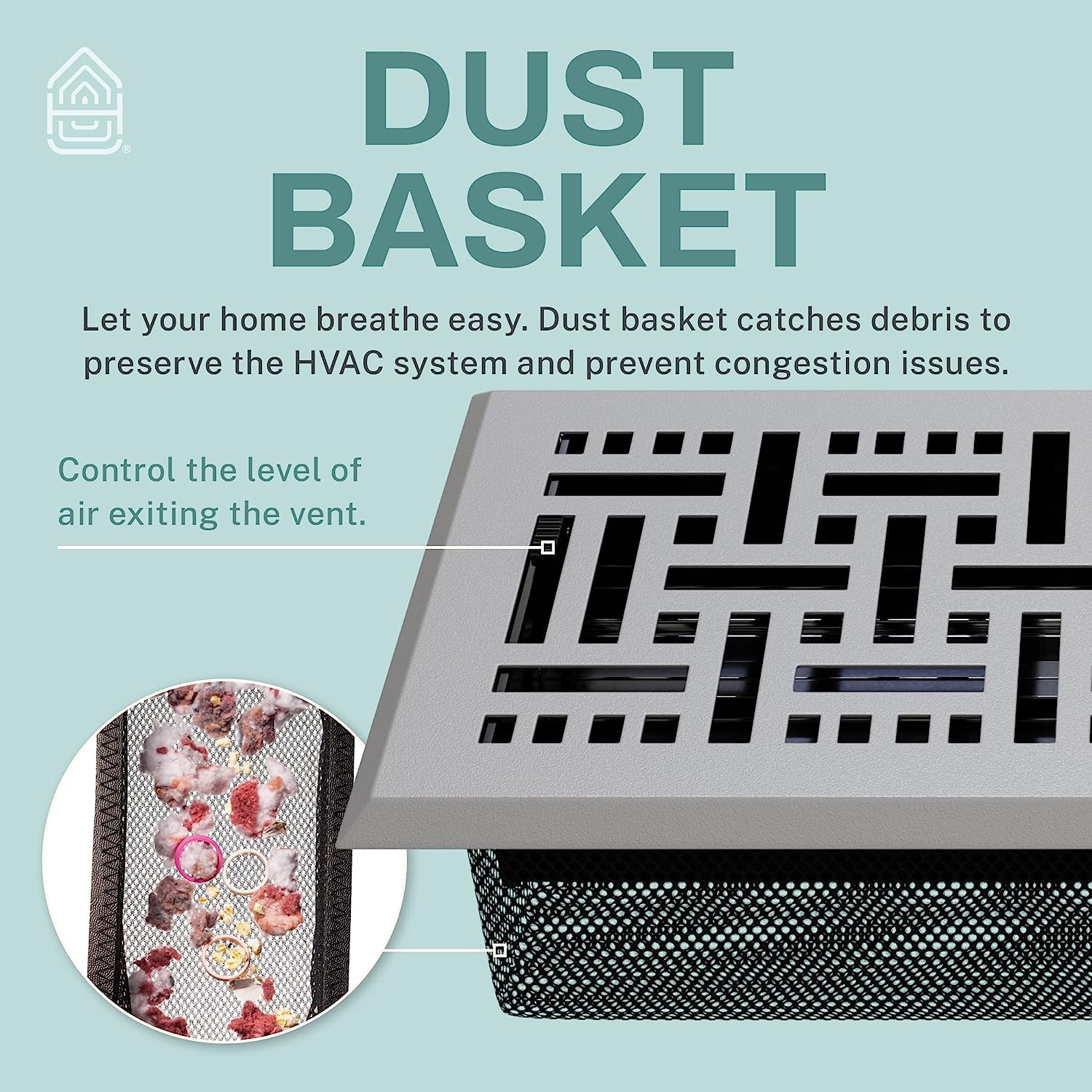 Home Intuition Basketweave Floor Vent Cover, Mesh Trap, Walkable Metal Register, HVAC