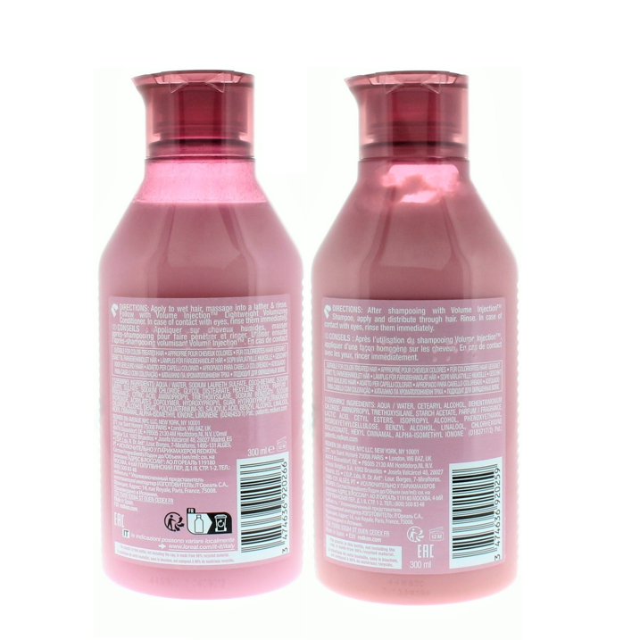 Redken Volume Injection Shampoo 1% and Conditioner 2% Bodifying Complex 300ml/10.1oz Combo
