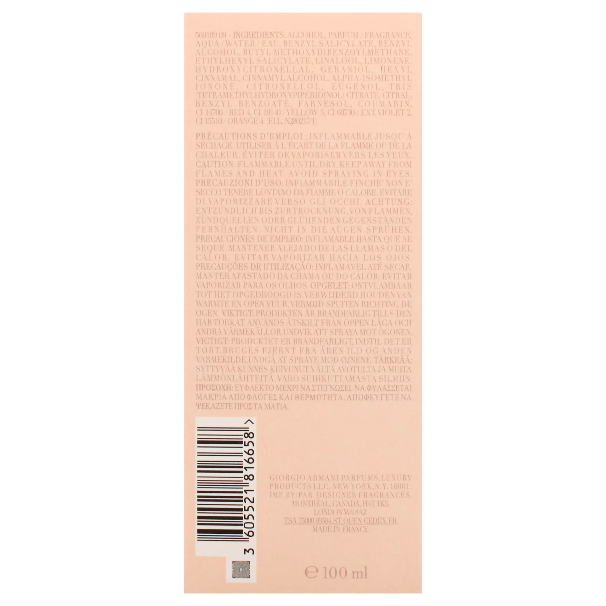 Armani Si Eau De Parfum Spray, Perfume for Women, 3.4 Oz / 100 Ml