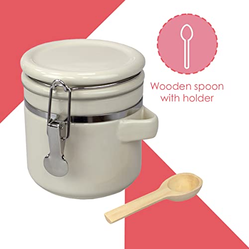 Home Basics 4-Piece Ceramic Canister Set – With Spoons, High-Gloss Finish