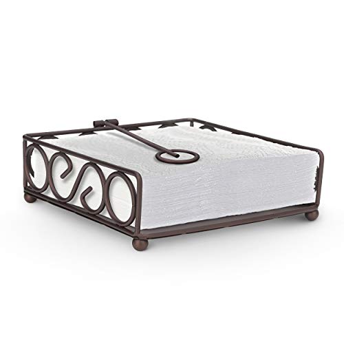 Home Intuition Flat Napkin Holder for Tables with Weighted Arm - Rustic, Modern, Kitchen Decor