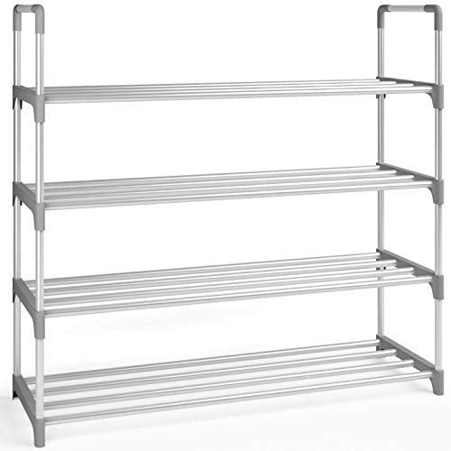 Home Intuition 4-Tier 20 Pairs Shoe Rack Storage Organizer, Grey