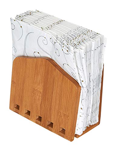 Home Intuition Expandable Paper Towel and Napkin Holder Bamboo For Large and Small Napkins Storage Dispenser