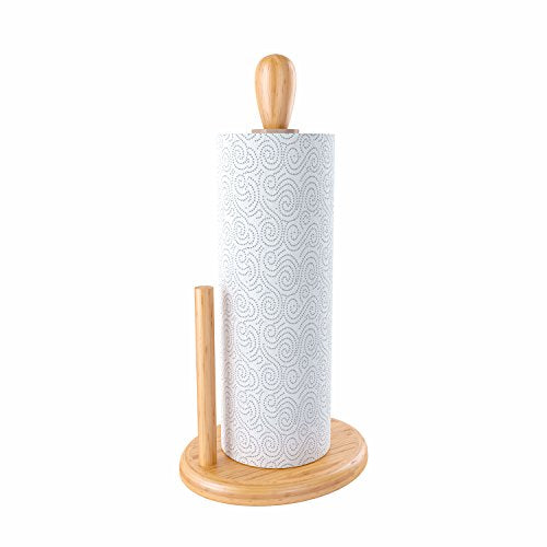 Home Intuition Counter Top Bamboo Paper Towel Holder