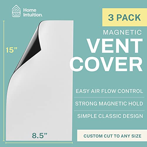 Home Intuition Thick Magnetic Vent Cover for Vents, Sidewall, Floor Registers Ultra Strong Magnets Hold Save Energy, 8-Inch x 15-Inch, 3-Pack