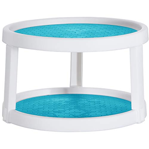 Home Intuition 2-Tier Lazy Susan Turntable with Non-Skid Surface for Pantry Cabinets, Turquoise 10-Inch