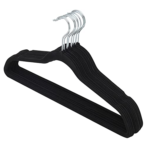 Home Basics Slip-Proof Snag-Free Ultra Slim Velvet Hanger with Rotating Steel Hook (Pack of 10)
