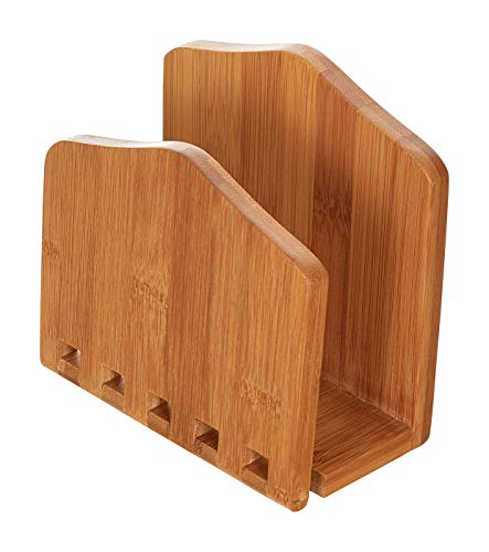 Home Intuition Expandable Paper Towel and Napkin Holder Bamboo For Large and Small Napkins Storage Dispenser