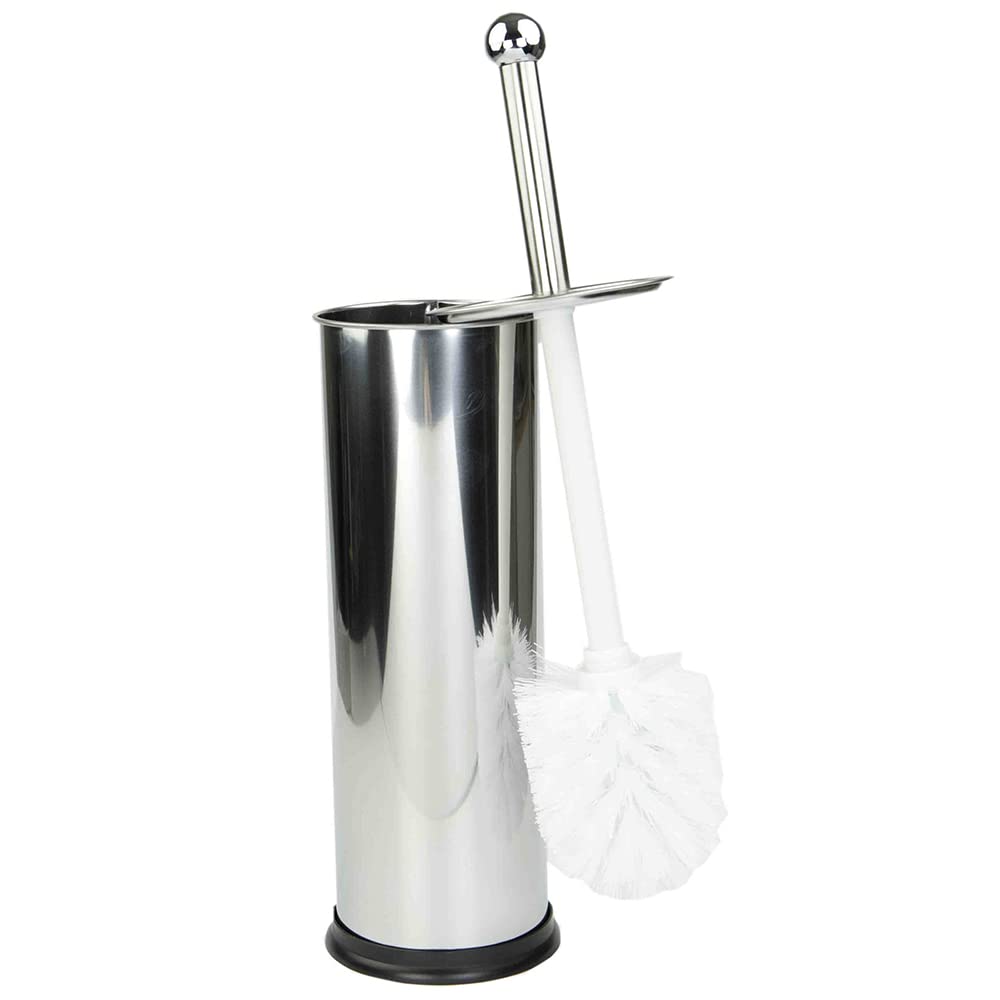 Home Basics Chrome Toilet Brush Set – 2-Pack, Contemporary Design, Non-Skid Base