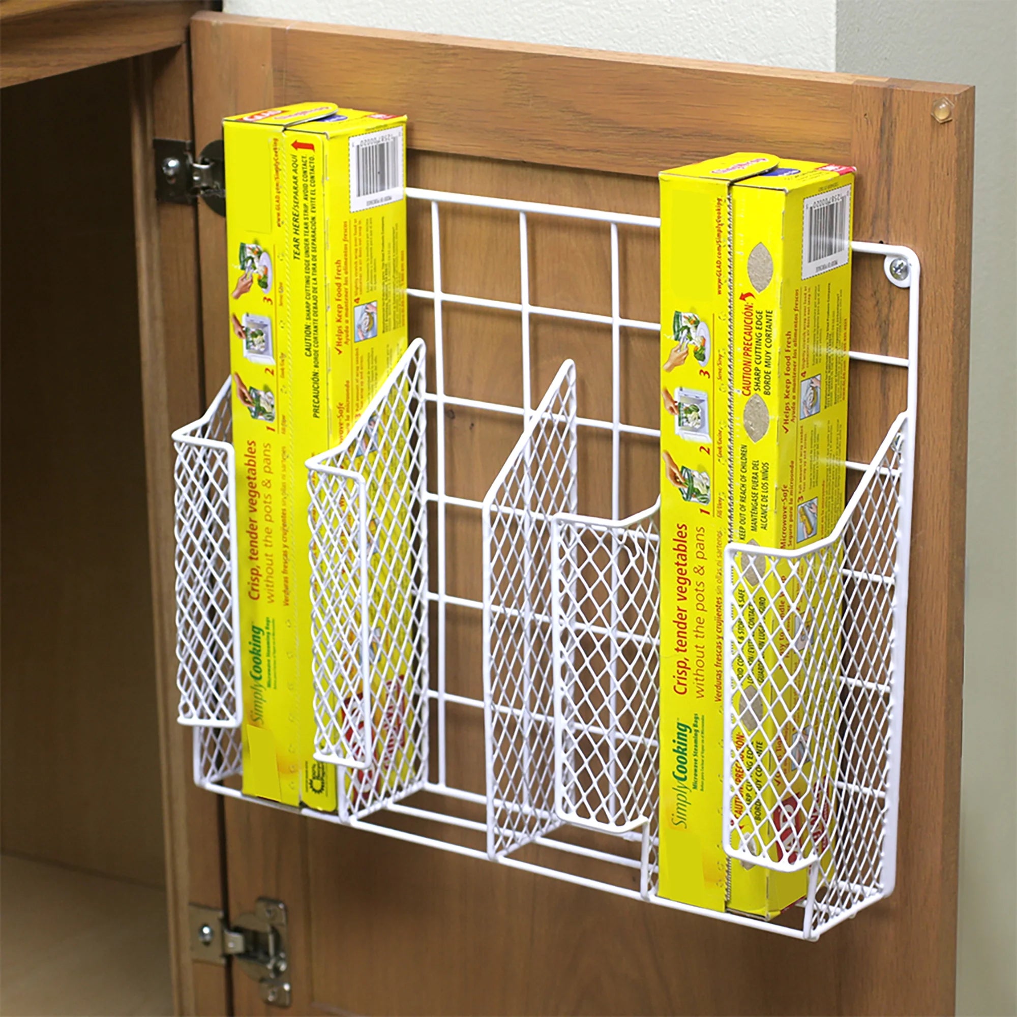 Home Basics SS30367-6 Organizer Stainless Steel Rust Resistant, Perfect for Food Storage, Silver Foil, Wax Paper, Sandwich Bags, Plastic Wrap-Mounts