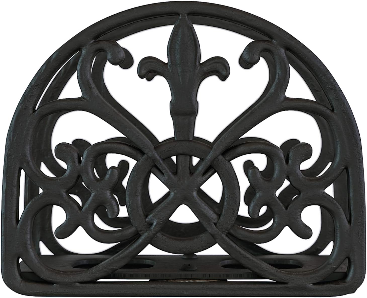 Home Intuition Fleur De Lis Cast Iron Napkin Holder, Weighted, Free-Standing