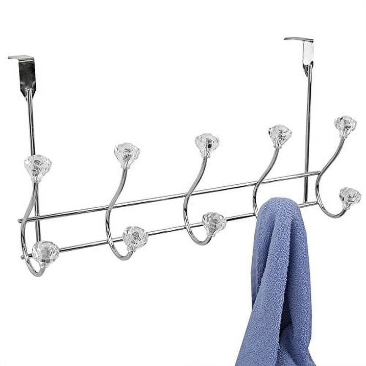 Home Basics Over-The-Door Hanger 5-Hook, Crystals