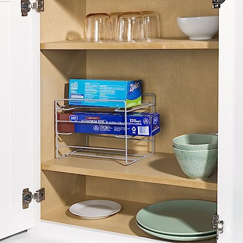 Home Basics 3 Tier Heavy Duty Kitchen Countertop or Cabinet Wrap Organizer for Food Wrap, Foil, Wax Parchment Paper, Plastic Bags