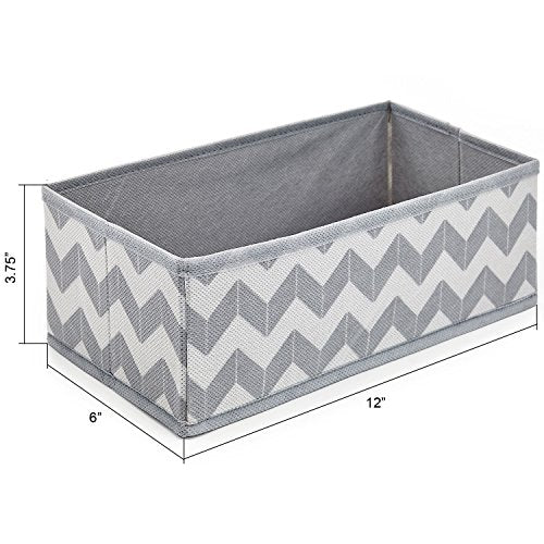 Home Intuition Chevron Fabric Closet/Dresser Drawer Storage Organizer, for Underwear, Socks, Bras, Tights, Leggings - Set of 3