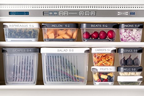 Geoffrey Zakarian Food Storage Containers, Leak-Proof, BPA-Free, Labeling Strip, White
