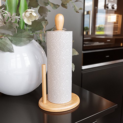 Home Intuition Counter Top Bamboo Paper Towel Holder